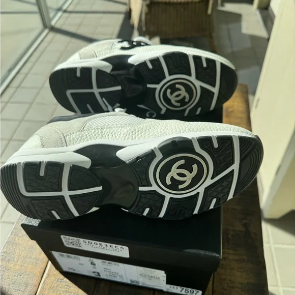 Chanel White and Black Sneakers - Picture 5 of 10